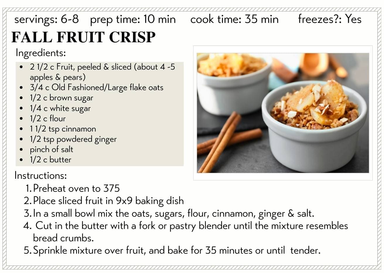 Forsythe Family Farms - Fruit Crisp Recipe
