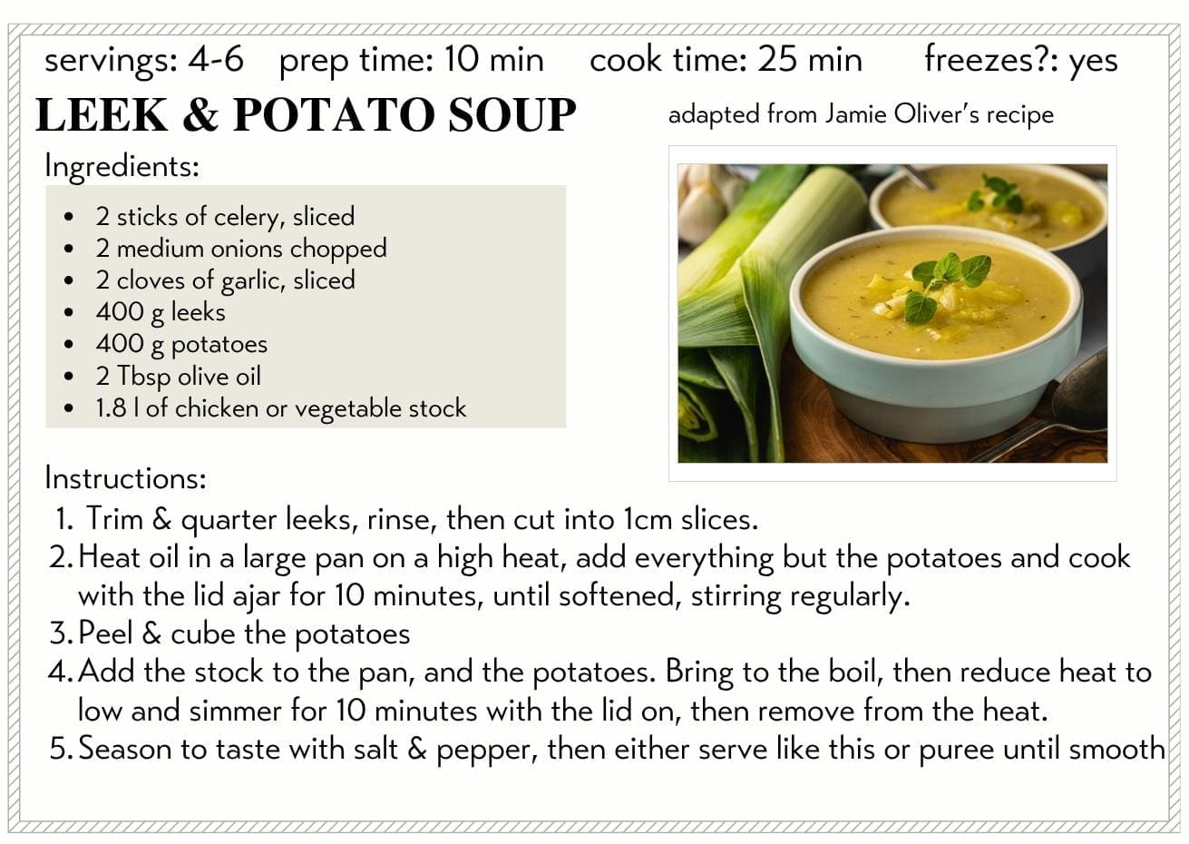 Leek Soup Recipe for Forsythe Family Farms