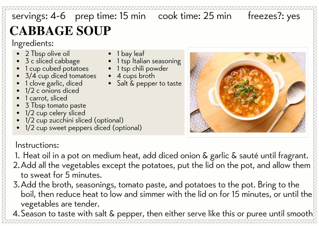 Cabbage Soup Recipe for Forsythe Family Farms