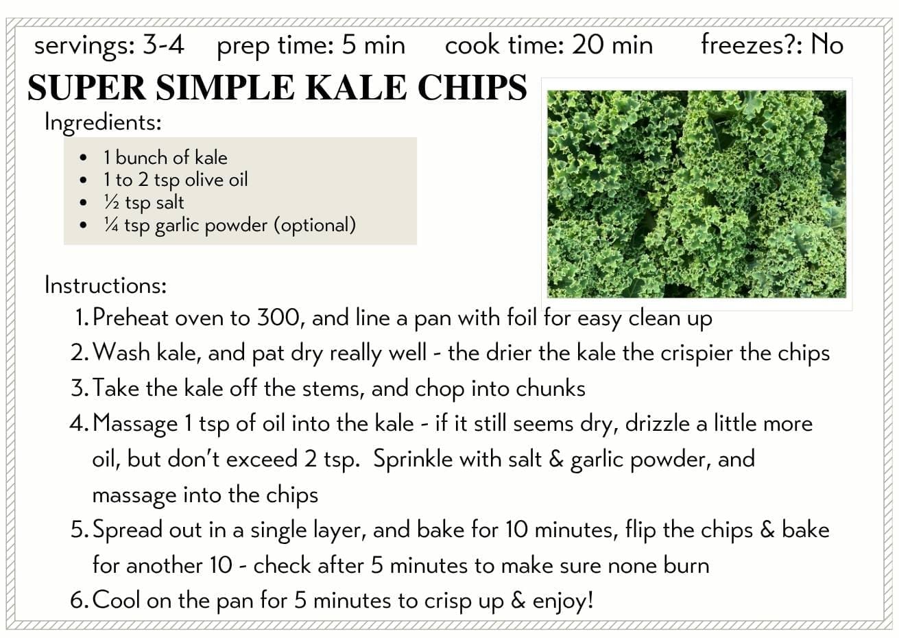 Simple Kale Chips Recipe for Forsythe Family Farms