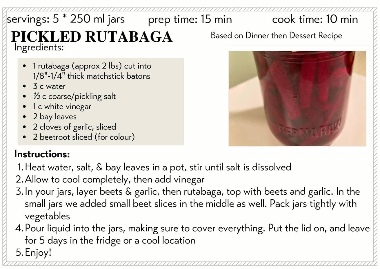 Pickled Rutabaga Recipe for Forsythe Family Farms